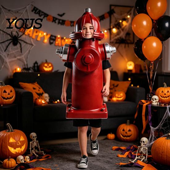 Comfortable Cosplay Outfits Hydrant Costume for Adults and Kids, Realistic Themed Party Costumes Apparel, Hooded Dress-Up Outfit Halloween Festival