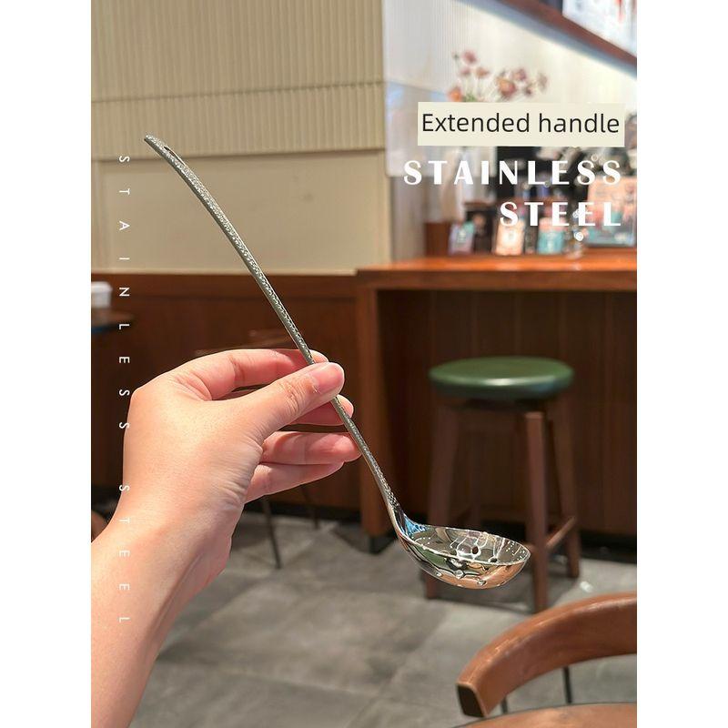 Handle! Deutrich 1810 Stainless Steel Spoon for Scooping Meatballs, Hot Pot Spoon, Thickened Household Porridge Spoon, Strainer Spoon, Soup Spoon