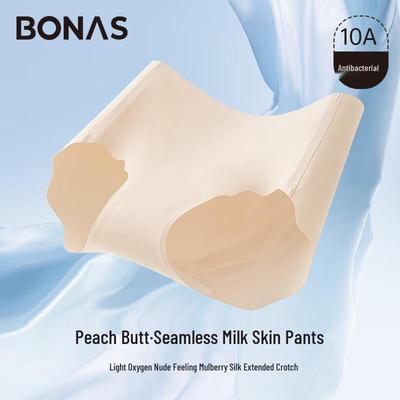 BONAS Женские бесшовные трусы-слипы из тутового шелка с антибактериальным эффектом, со средней посадкой, 3 шт.