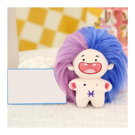11cm Naked Doll Deciduous Toy Colorful Fluffy Hair Plushies Teeth 12-Constellation Unfinished Pretend Toy Cotton Stuffed