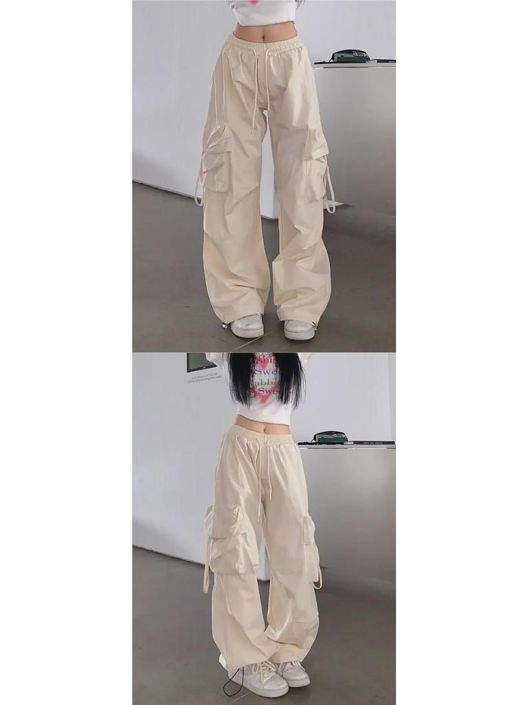 Плотный комбинезон в американском стиле 2024 года: Женский тренд осень/зима, повседневные универсальные прямые широкие брюки свободного кроя для мужчин