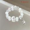 Chic Women's Bell Pendant Bracelet with Crystal Beaded White Flower Design for Outings