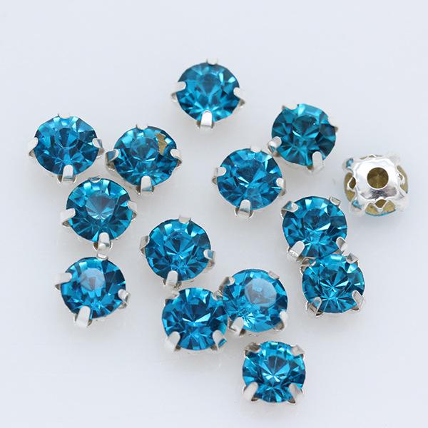 Серебряная основа, ручная пришивка, стеклянные стразы 3-10 мм для одежды, сумок, ремней и аксессуаров