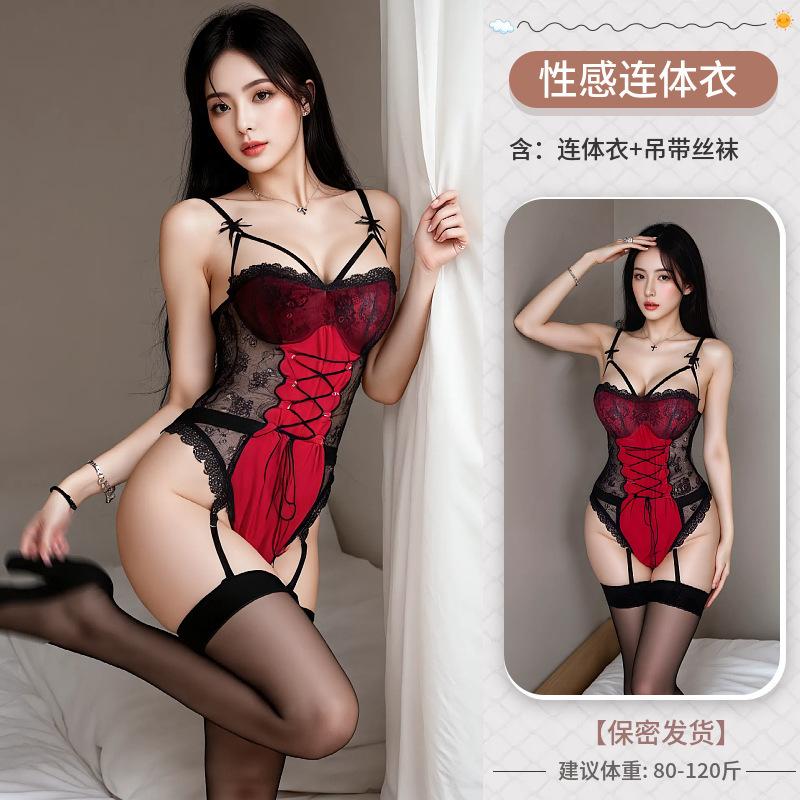 Sexy lingerie Sexy pure crotch bunny suit onesie hollowed out Christmas passion seduction cosplay