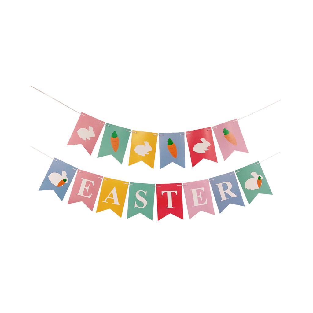 Happy Easter Banner Bunny Carrot Banner Holiday Garland Hanging Ornament For Home Holiday Party