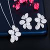 CMM Geometric Flower Leaf Stud Earrings Necklace Silver Color Jewelry Sets