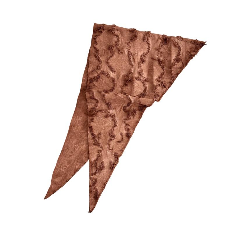 Silk Scarf New Tie-dye Old Retro Versatile Solid Color Neck Protection Small Scarf Shawl Cotton and Linen Triangle Scarf Waist Tie