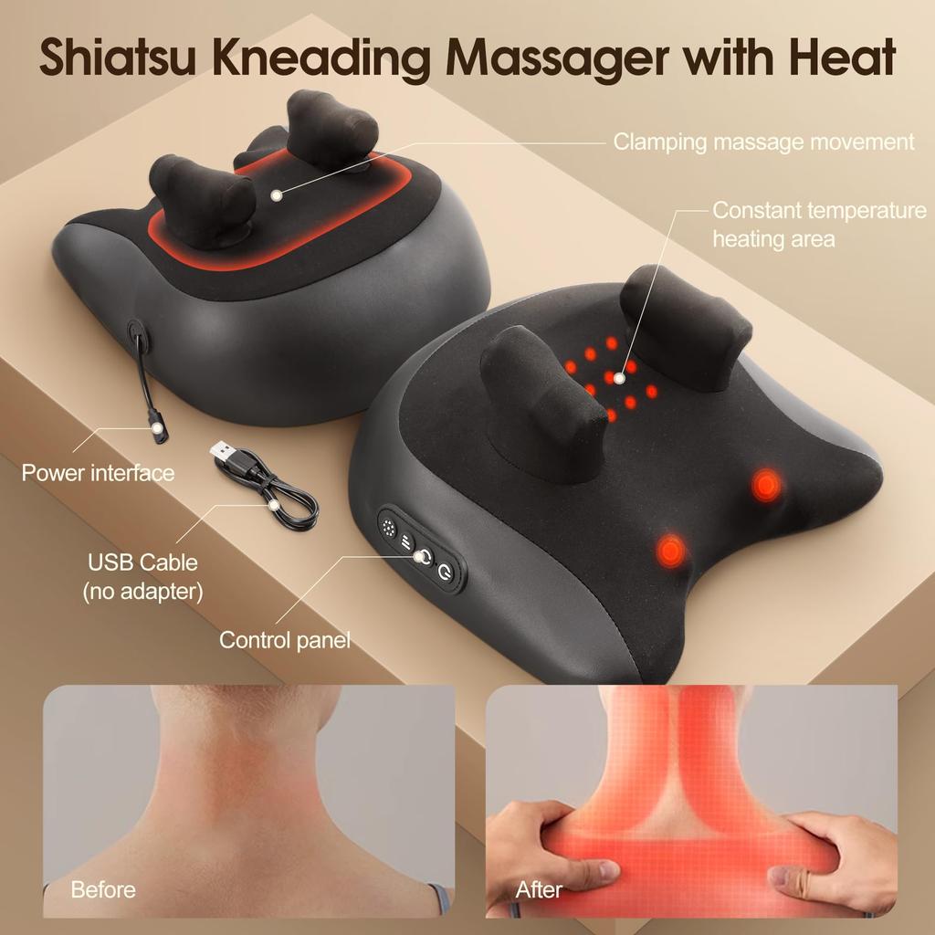Neck Massager Body Massager for Neck Shoulder Back with Heading Kneading Shiatsu Massager for Pain Relief Deep Tissue