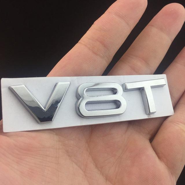 3D Metal Black Red Chrome Logo V6T V8T Emblem Car Fender Badge  Stikcer Accessories