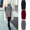 Women Skirt High Waist Slim Knee Length Fit Solid Color Solid Color Sheath Tight Waist Warm Thick Soft