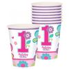 1st Birthday Girl Paper Party Cups (Pack Of 8)