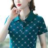 Женская рубашка-поло с короткими рукавами, новая, свободного покроя, для мам среднего возраста, большой размер, летний топ