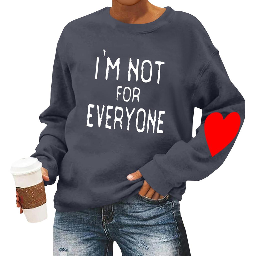 Женская повседневная мода ко Дню святого Валентина с принтом, длинным рукавом, круглым вырезом, толстовки, пуловеры, топы