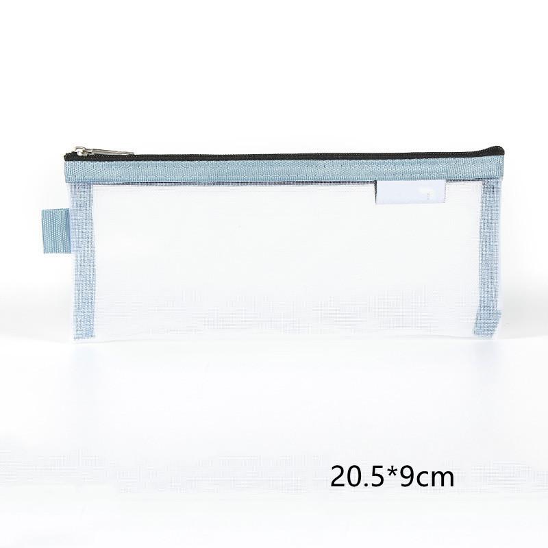 Large Capacity Simple Color Pencil Case Student Exam Series Hand Account Net Yarn Transparent Stationery Storage Supplies Bag