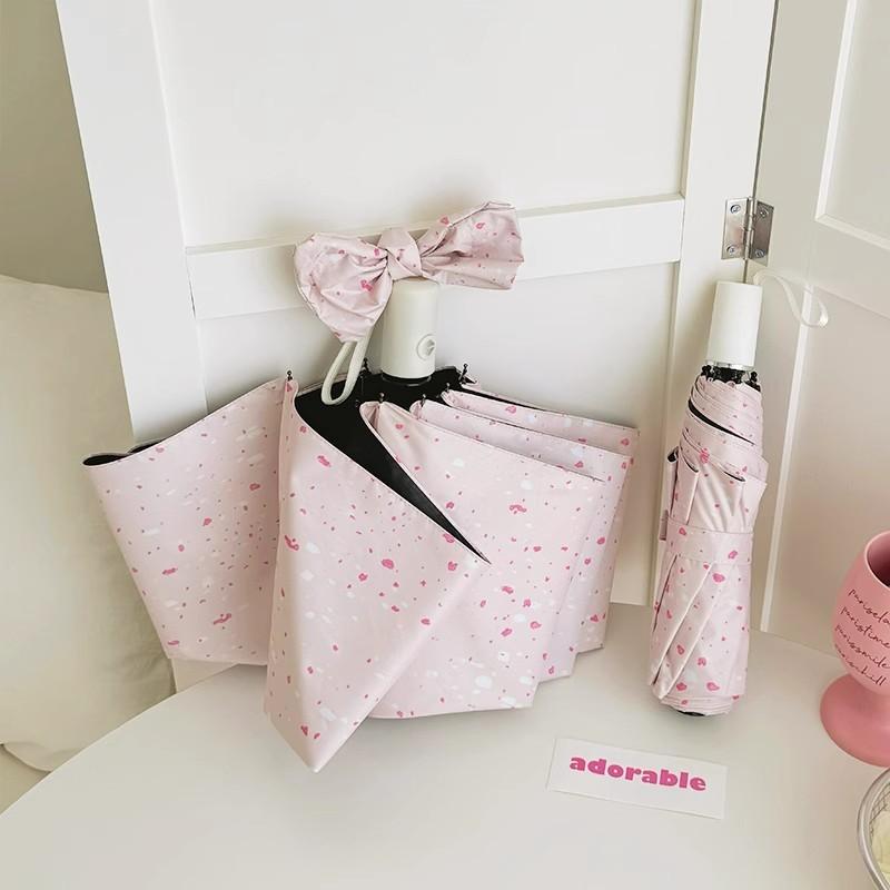 High-Value Pink Ink Splash Umbrella Sun Rain Dual-Purpose Sun Umbrella Women'S Vinyl Sun Protection And Ultraviolet Umbrella Dur