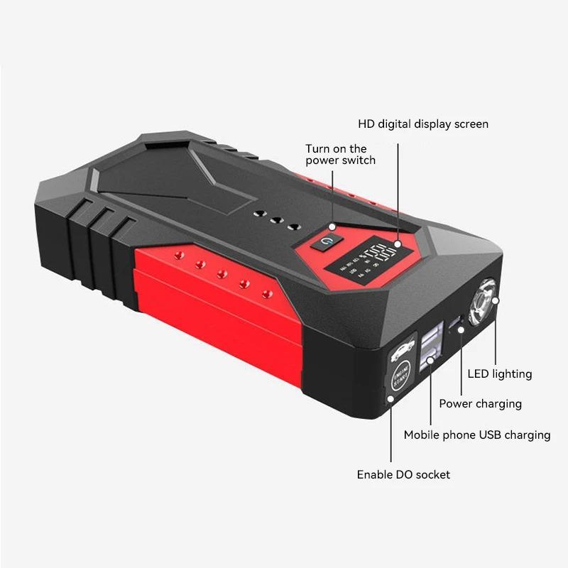 2026 Портативный автомобильный пусковой устройство Power Bank Автомобильное пусковое зарядное устройство 12В Стартовое устройство Бензиновый Дизельный автомобиль Аварийное пусковое устройство