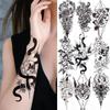 Black Snake Flower Temporaray Tattoo Fake Jewelry Cat Wolf Geometry Tattoo Sticker For Women Girl Adult Rose Peony Dahlia Tatoos