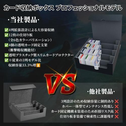 Trading Card Deck Storage Box, Game Card Organizer, Holds 3000+ Cards (4 Columns), PU Leather, Vertical Card Storage, 8 Compartments, 3 Baffles, Compa