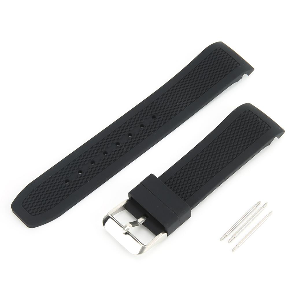 24mm Watch Band Silicone Pin Buckle Waterproof Sweat Proof Watch Strap