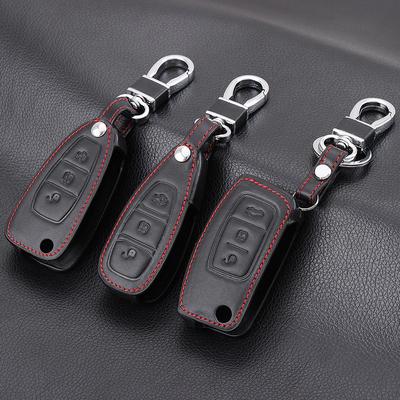 Кожаный чехол для ключей с 3 кнопками для Ford Focus 2 3 4 MK2 Ranger C-Max S-Max Focus MK3 MK4 Mondeo Transit Tourneo