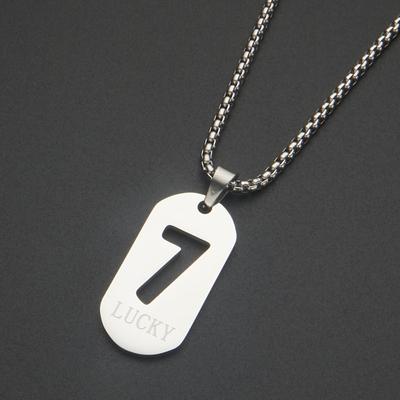 Счастливое число 7 Подвеска Lucky Square из титановой стали Ожерелье Женская цепочка на ключицу Хип-хоп Мужская модная цепочка для свитера Аксессуары