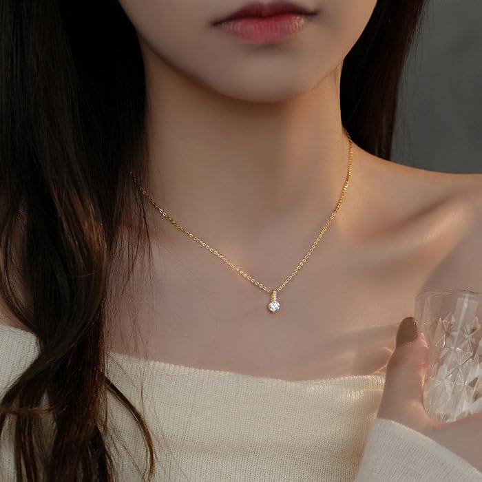 Муассанитовое ожерелье для металла блестит больше, чем 925 подарок для золота [ювелирные изделия gulamu] женщины, аллергены, бриллианты, просто, серебро, женщины,