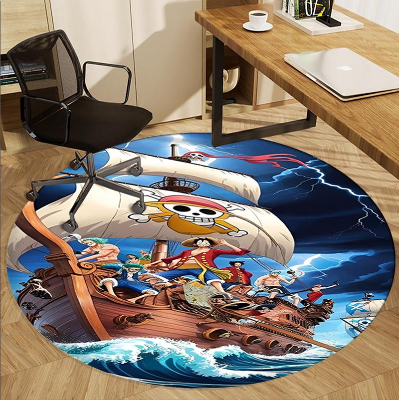 One Piece Pattern Round Rug, Indoor/Outdoor Mat, for Picnic, Gameroom, Bedroom, Office, Living Room, Home Decor Carpet, Birthday Gift