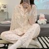 Пижама женская шелковая пижама с длинными рукавами пижамный костюм с цветочным принтом высококачественный ледяной шелк можно носить на улице домашняя одежда пижама