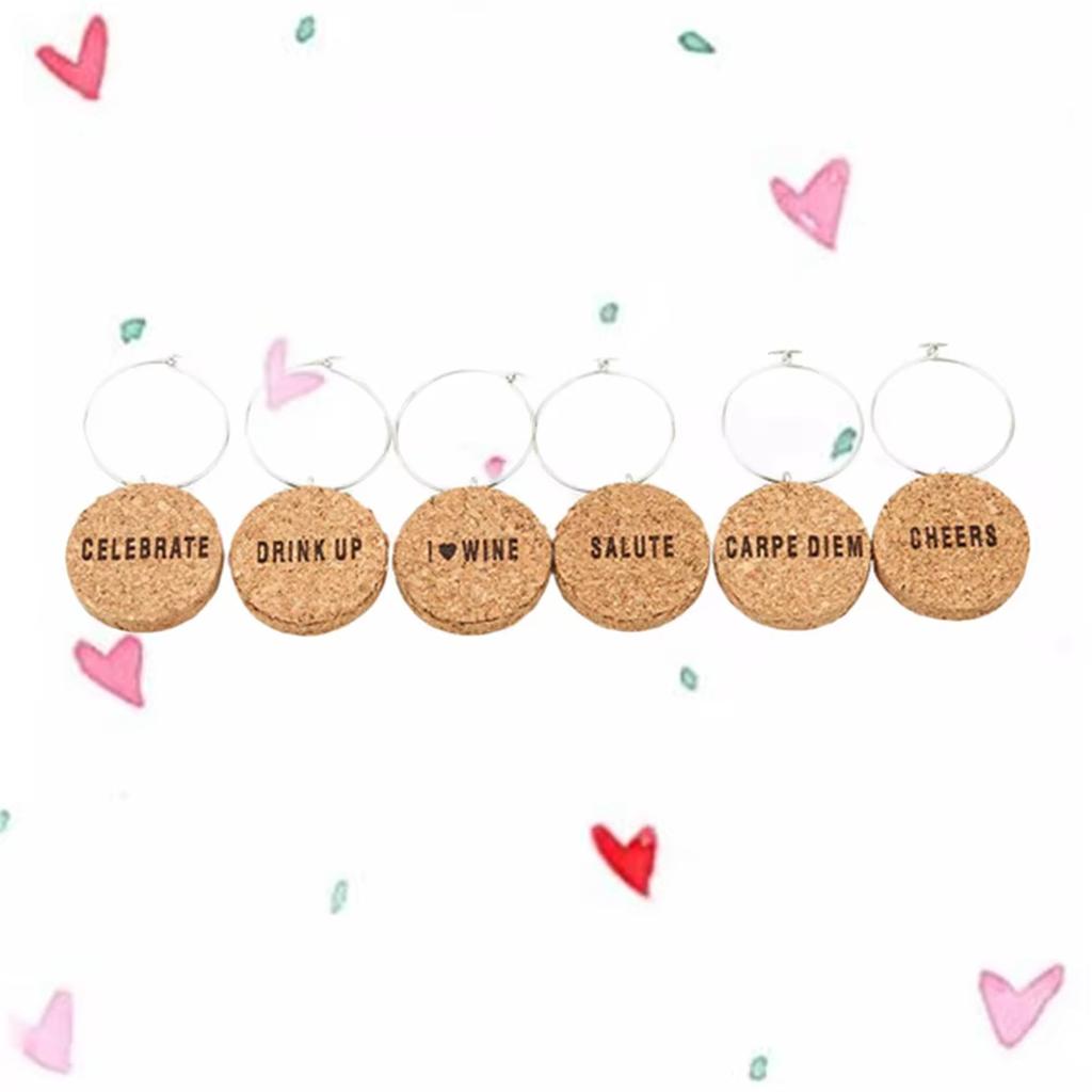 12 шт. пробки-подвески для винных бокалов с кольцами, винная тематика, маркеры для напитков, этикетки для домашних вечеринок, праздничных торжеств