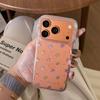 Эстетичный золотой чехол с блестками и цветочным узором для iPhone 17 Pro Max/16/15 с цепочкой
