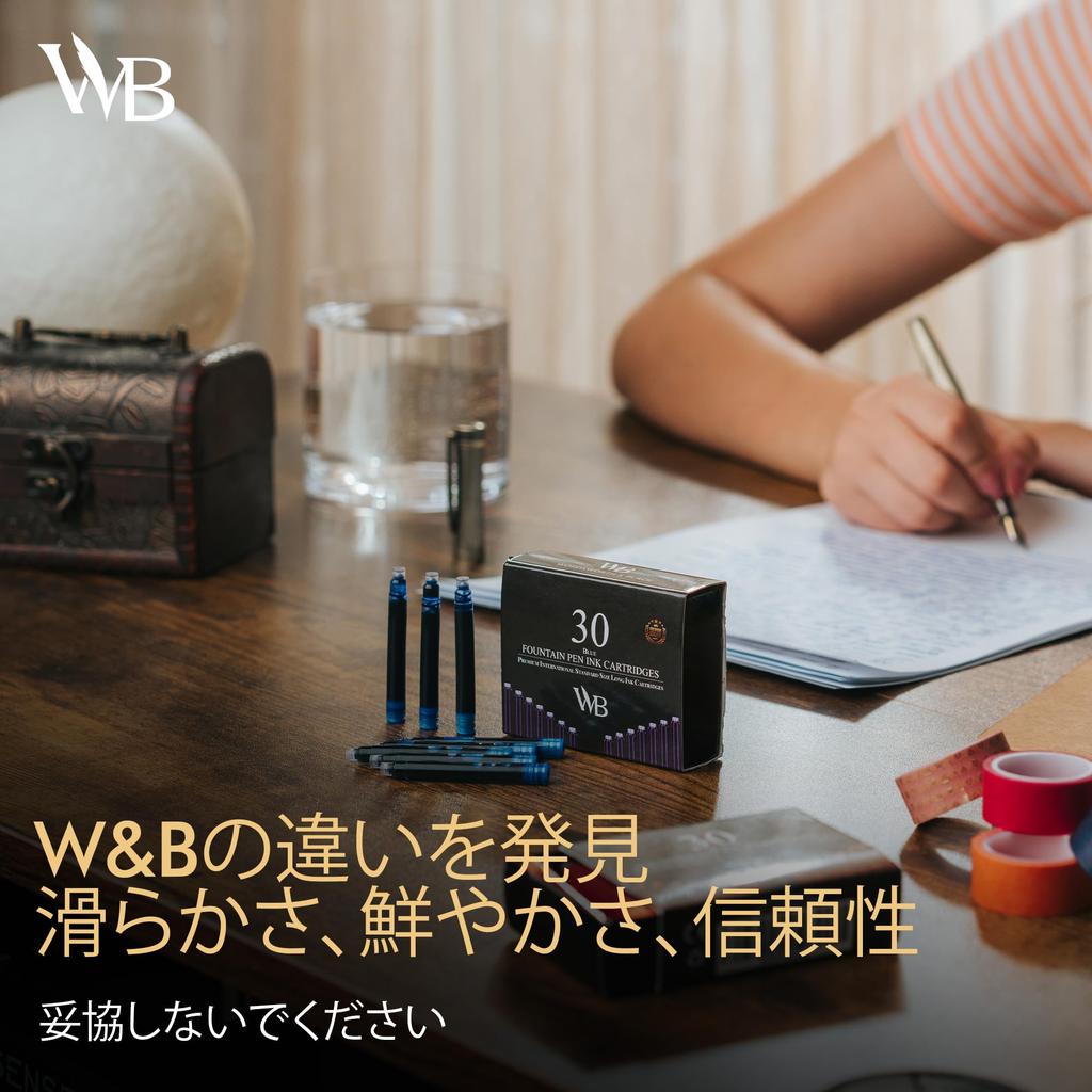 Чернила для перьевой ручки Wordsworth Black, набор из 30 синих чернильных картриджей, международный стандартный размер, приблизительная длина, приблизительный диаметр основания