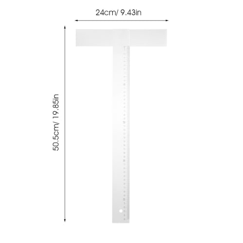 NUOLUX T-Square Ruler, Slide Ruler, Drafting Ruler, Measuring Ruler, 17.72 Inch/45cm, Acrylic Design Drafting Tool, Drawing Tool for Students and Prof