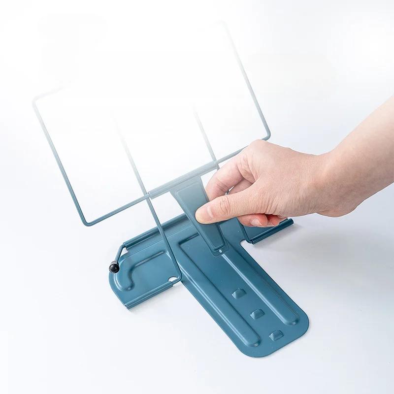 Складная подставка для книг с зажимом для страниц, регулируемая металлическая подставка для книг, подставка для кулинарных книг, легкая, портативная, для детей