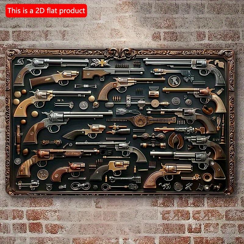2D плоский деревянный знак 30*20 см винтажный огнестрельное оружие деревянный настенный декоративный знак, ретро военный декор для дома, гостиной, фермерского дома, двери и сцены