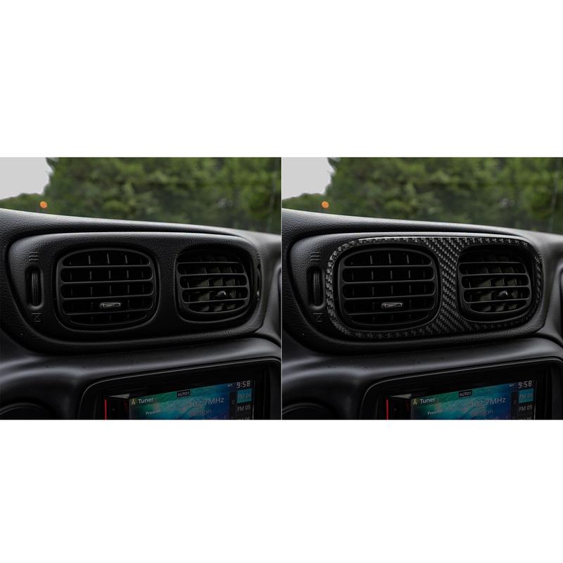 Real Carbon Fiber Car Accessories Center Air Vent Trim Cover Soft Sticker For Chevrolet Trailblazer 2002 03 04 05 06 07 08 2009