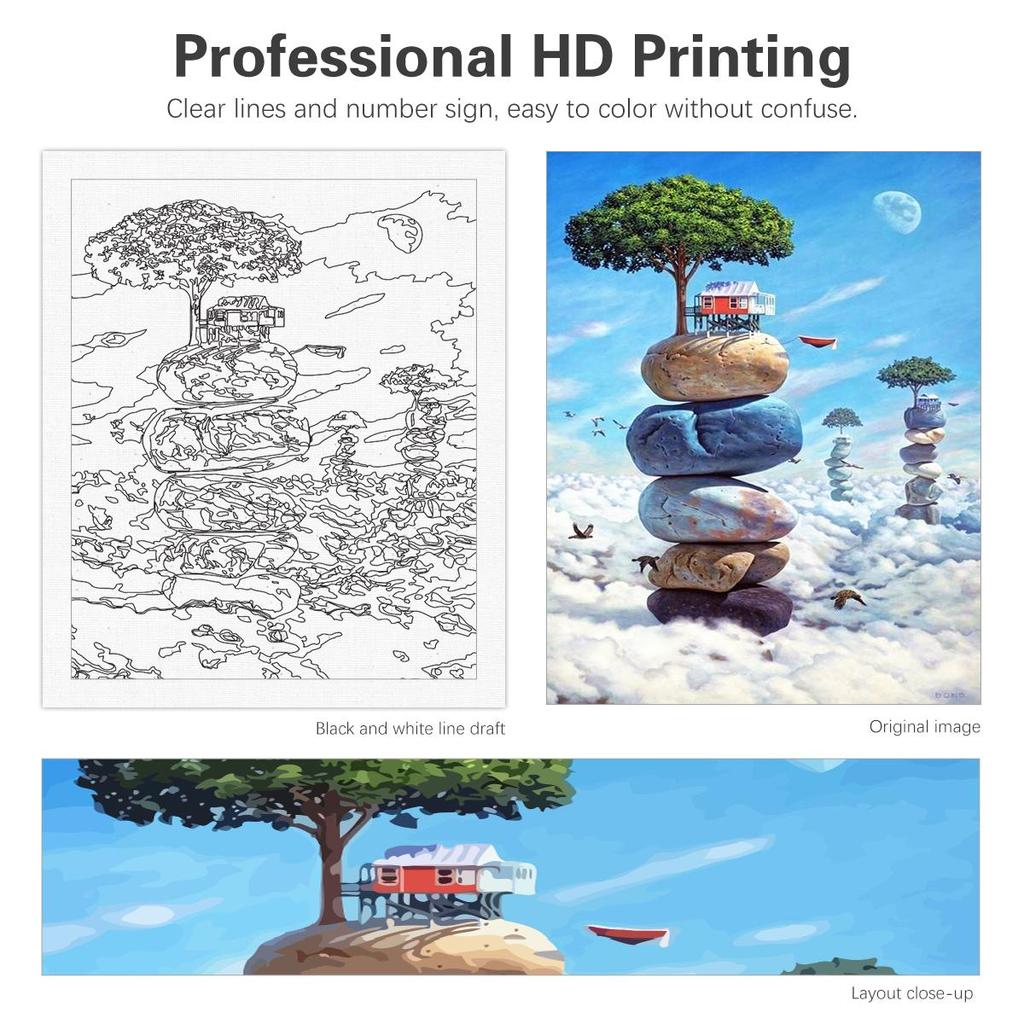 Frame Painting By Numbers Kits For Adults Stone Tree Acrylic Paint By Numbers Package Starter Kit Diy Crafts 40x50cm