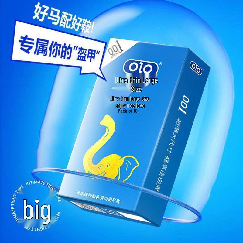 OLO Ultra-Thin Large Condoms, 10-Pack: Lubricated Contraceptives for Couples, Intimate Family Planning.