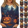 Women's Daily Casual Long Sleeve Halloween Printed  Crew-neck Top