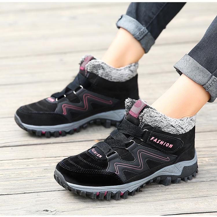 Женские зимние ботинки Plus Couple Snow Boots Casual Zamme на шнуровке, теплые, среднего размера, хлопковые, большие, противоскользящие