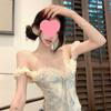 Женский приталенный топ-бюстье в цветочек с открытыми плечами и косточками
