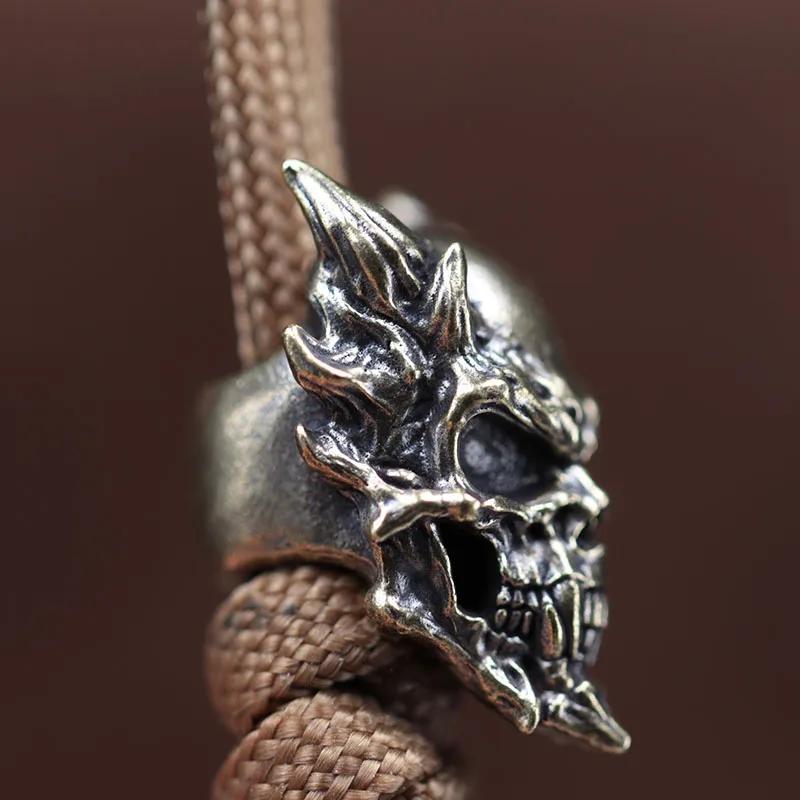 Панк-стиль Череп Латунная Бусина-Нож EDC Для улицы DIY Плетеный из паракорда Шнурок Подвески Браслеты Шармы Ювелирные Аксессуары Подарок