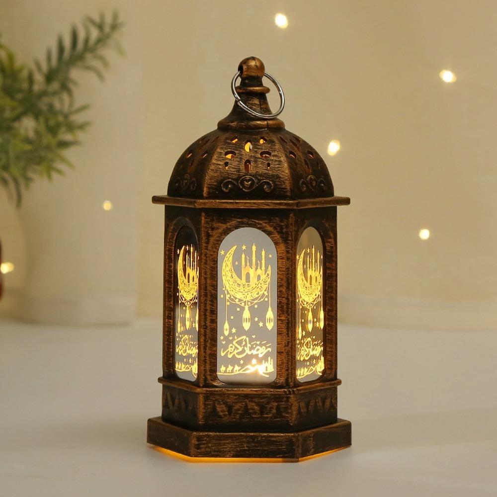 Стиль Марокко EID Mubarak Светодиодный Свет Европейский Ретро Минималистичный Дизайн Светодиодный Фонарь Свет Звезда Форма Луны Подсвечник Лампа