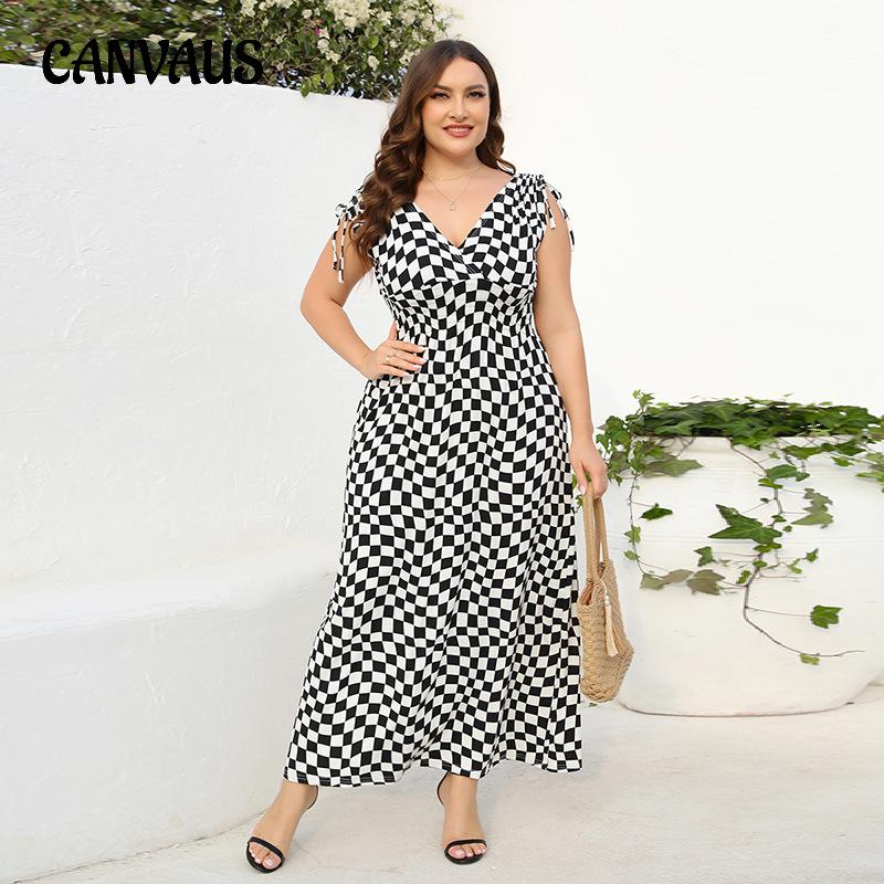 Летние женские платья больших размеров с v-образным вырезом, длинные платья с длинными рукавами в стиле «качели»