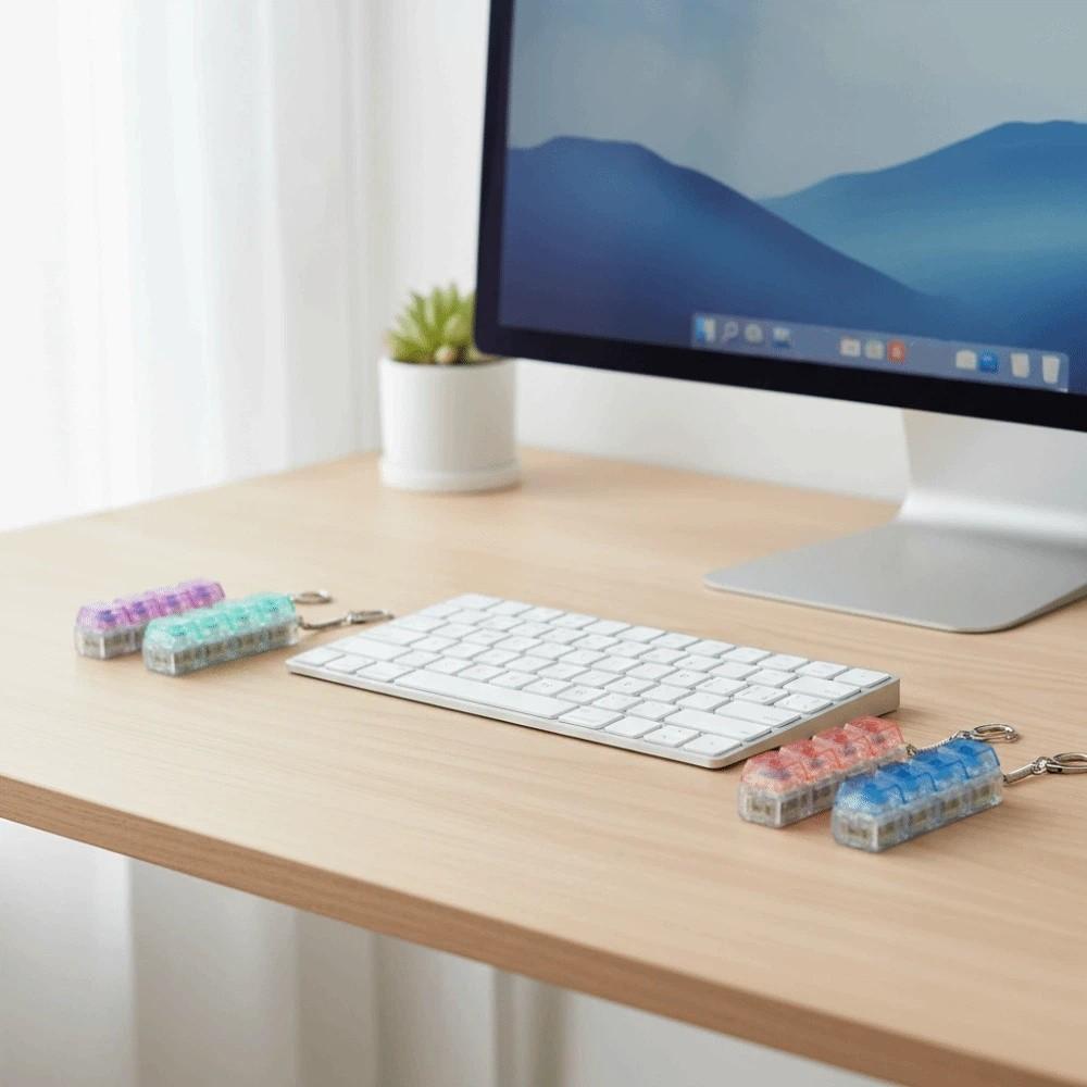 Transparent Shaft Crystal Keycap Pendant Luminous Mechanical Keyboard Keychain  Stress Relief