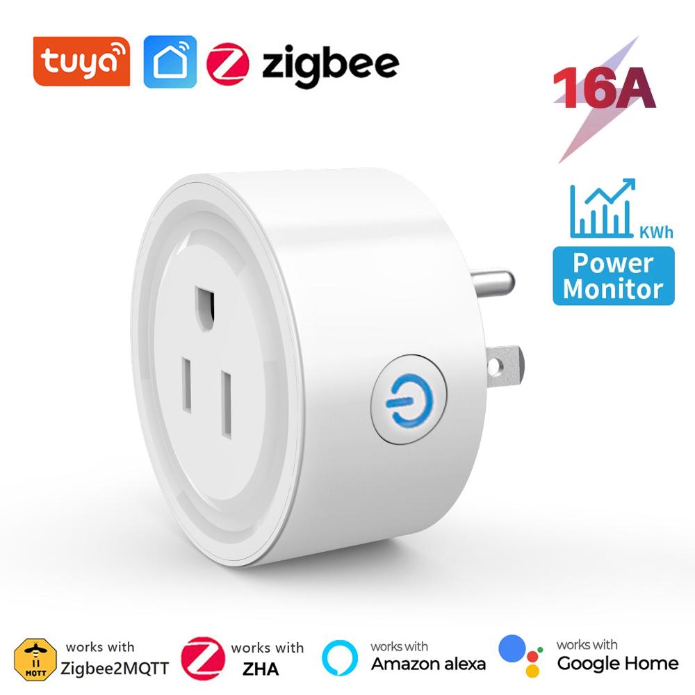 16a 20a Tuya Smart Zigbee Розетка Us Plug Беспроводная розетка управления с функцией таймера монитора энергии Работает с Alexa Google Home