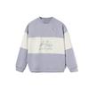 Li-Ning Sport Fashion Series Fun Logo Print Color Block Loose Pullover Sweatshirt Women Sweatshirt White Purple AWDR398-4