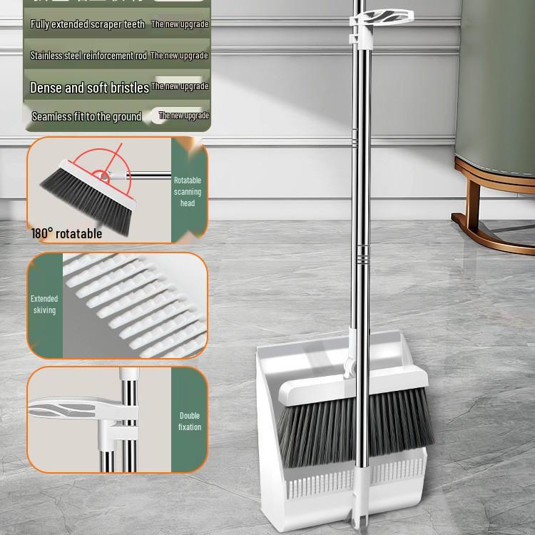 Высококачественный складной набор из метлы и совка - Эффективный инструмент для подметания, устойчивый к налипанию волос