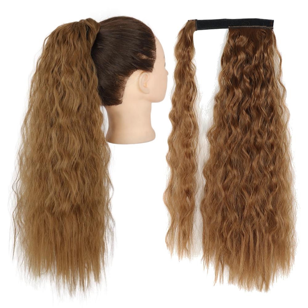 MISS WIG Synthetic Long Straight Hair Extension Wrap Around Clip In Heat Resistant Fiber Ponytail Natural Pony Tail for Women