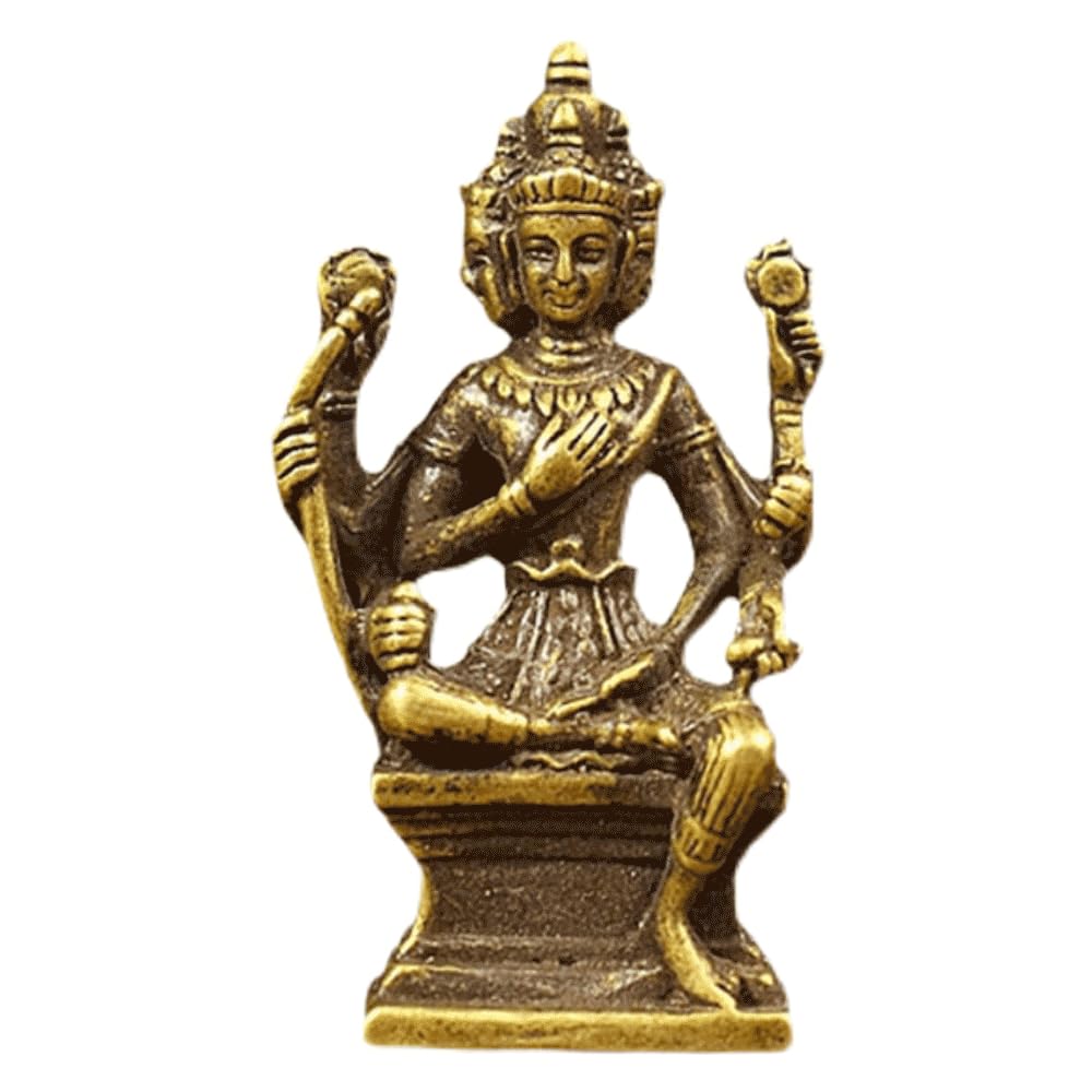 Статуя Будды Брахма Миниатюрная статуя Будды Металлическая статуя Украшение Статуя Будды 5.5см (Будда из латуни/расписанный) [DFJLWKE]