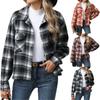 Women's And Winter New Long Sleeve Loose Pocket Plaid Top Woolen Coat